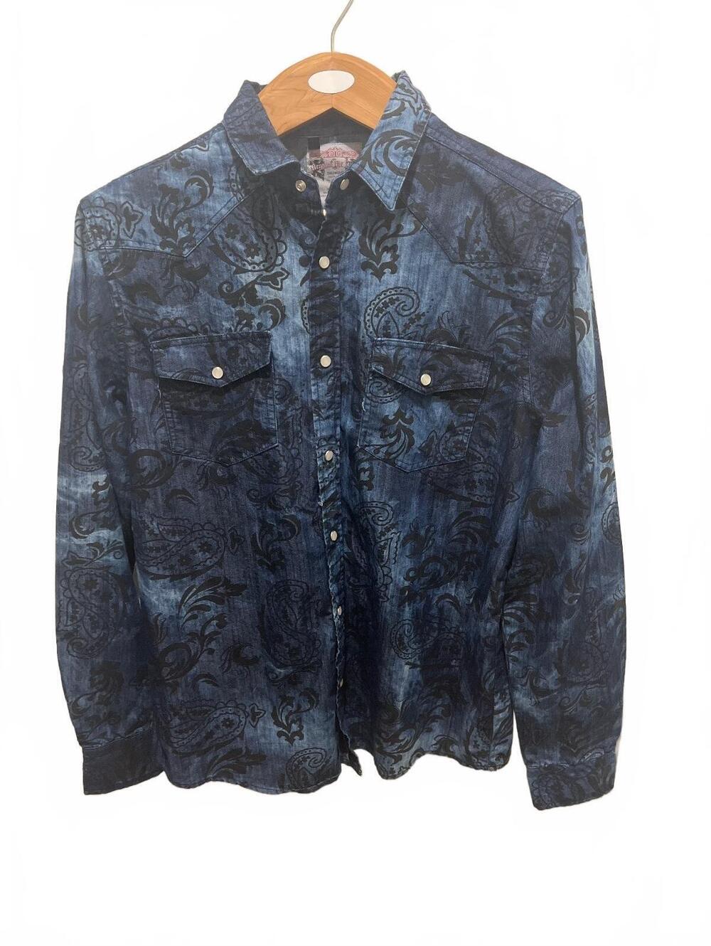 Beyond the Limit Men's Blue Paisley Button-Up Shirt